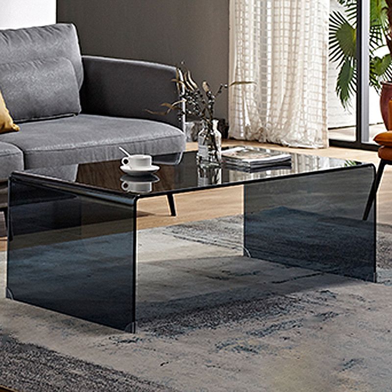 Modern Style Tempered Glass Black/white Rectangular Coffee Table
