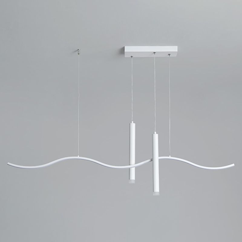 3-Light Modern Style White LED Statement Linear Kitchen Island Light