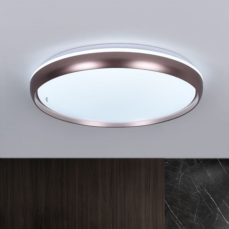 Slim Round Ceiling Lamp Modernism Metallic LED Dark Brown/Copper/Dark Gold Flush Mount Lighting Fixture for Parlor