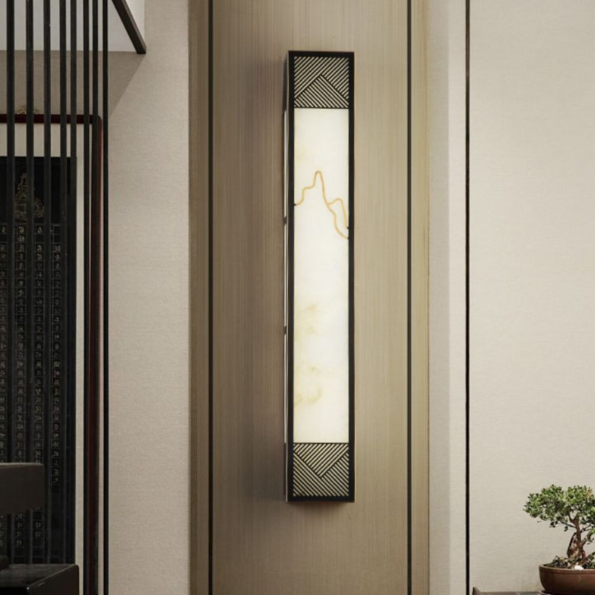 Modern Rectangular Wall Mounted Light 1-Light Metal Wall Lamp for Living Room