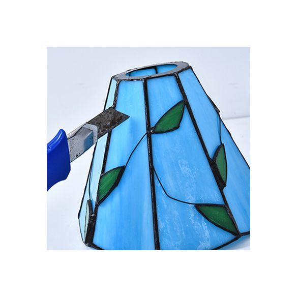 Geometric Ceiling Light Fixture with Pattern Tiffany Stained Glass 3 Lights Flushmount Ceiling Light in Bronze