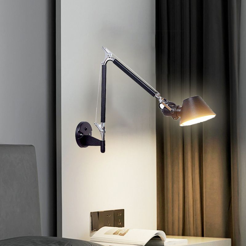 Black Geometric LED Wall Lamp in Modern Minimalist Aluminium Wall Light for Bedroom