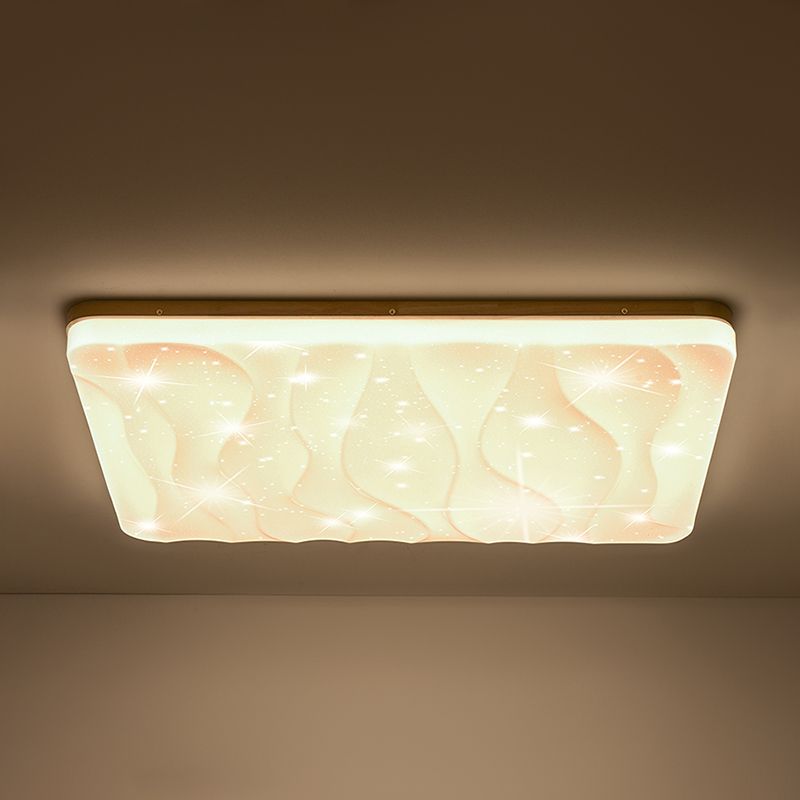 Plafonnier LED en forme de géométrie, style moderne et simple, en bois, 1 lumière, encastré, pour chambre à coucher