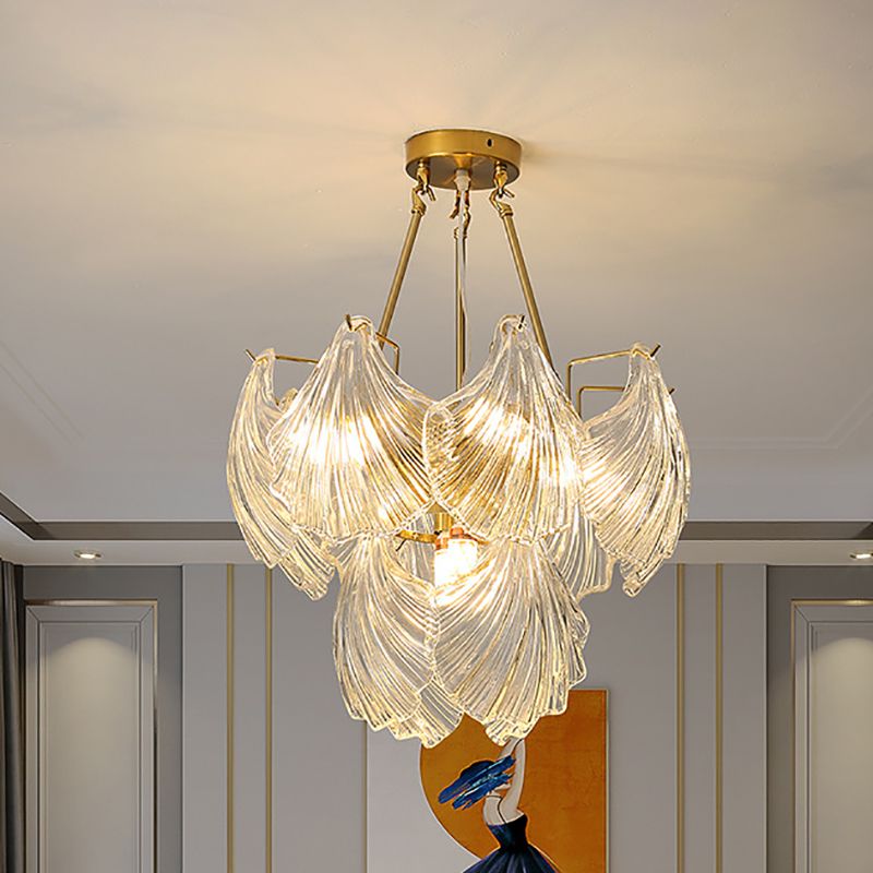 Postmodern Chandelier Light Fixture Metal Glass Shell Decorative Chandelier for Hotel