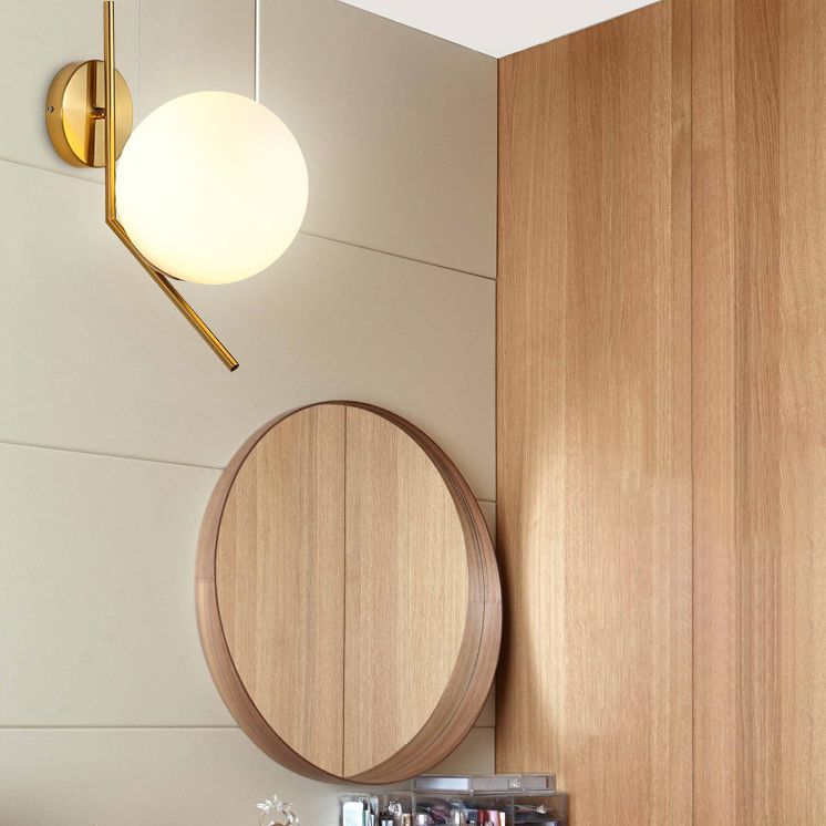 Nordic Postmodern Simple Art Glass Ball 1 Head Milk White Wall Lamp