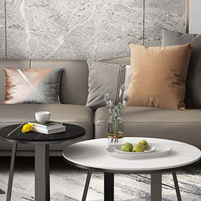 Single Coffee Table Slate Round Coffee Table for Living Room