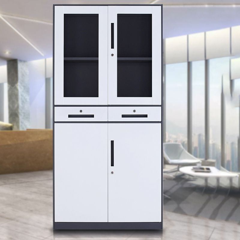 Modern Stainless Steel Bookcase Standard With Doors Shelf for Home Office