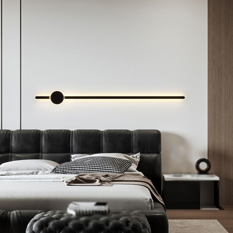 Linear Shape Metal Wall Lighting Modern Style 2 Lights Wall Mounted Light in Black