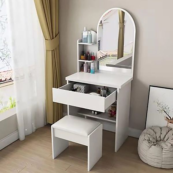 Wooden Vanity Table with 1 Storage Drawer Makeup Table with Mirror