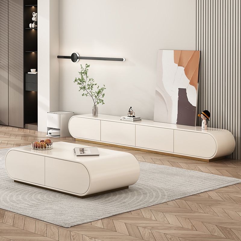 Wooden Coffee or End Table with Storage Drawers Contemporary Abstract