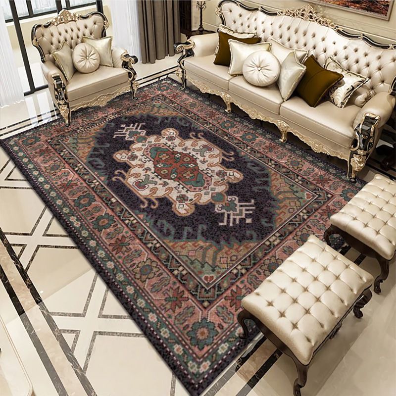 Traditional Indoor Rug Washable Flower Print Carpet Stain Resistant Carpet for Living Room