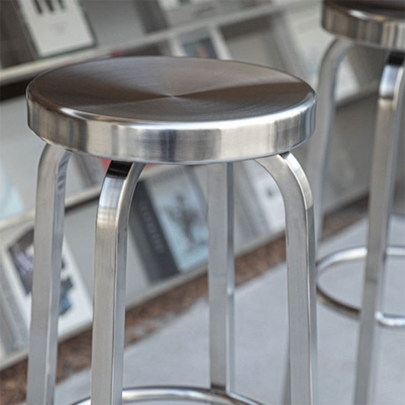 Industrial Stainless Steel Counter Stool Round Backless Bar Stool with Footrest