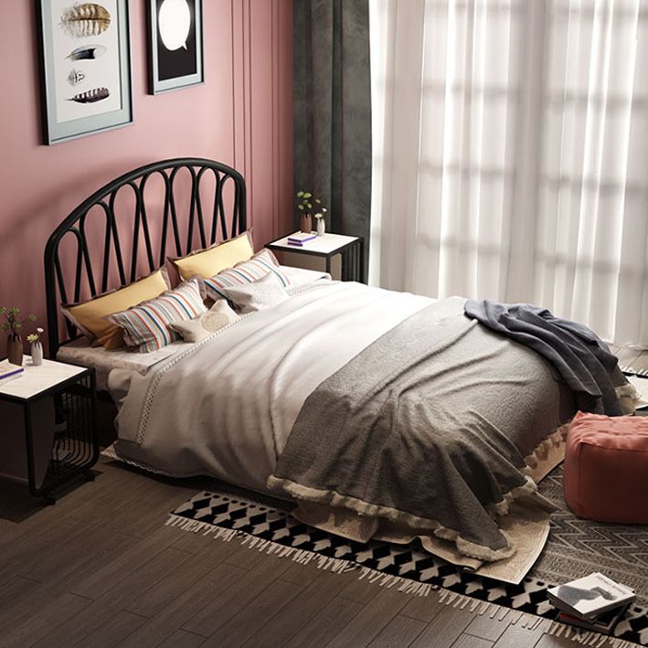 Glam Metallic Open-Frame Bed with Arched Headboard, 45.3" Tall