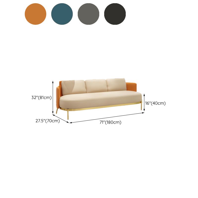 Tuxedo Arm Standard Sofa Leather and Iron Seating in Beige for Bonus Room