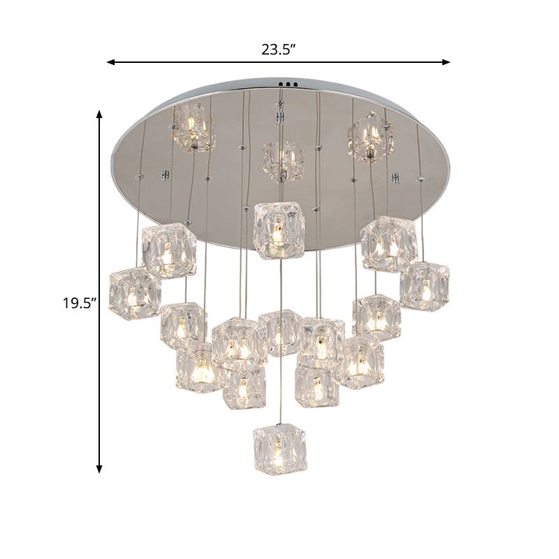 Cube clair Cube Multi-pendentif moderniste 15 lumières Silver LED Plafond Suspension Lampe