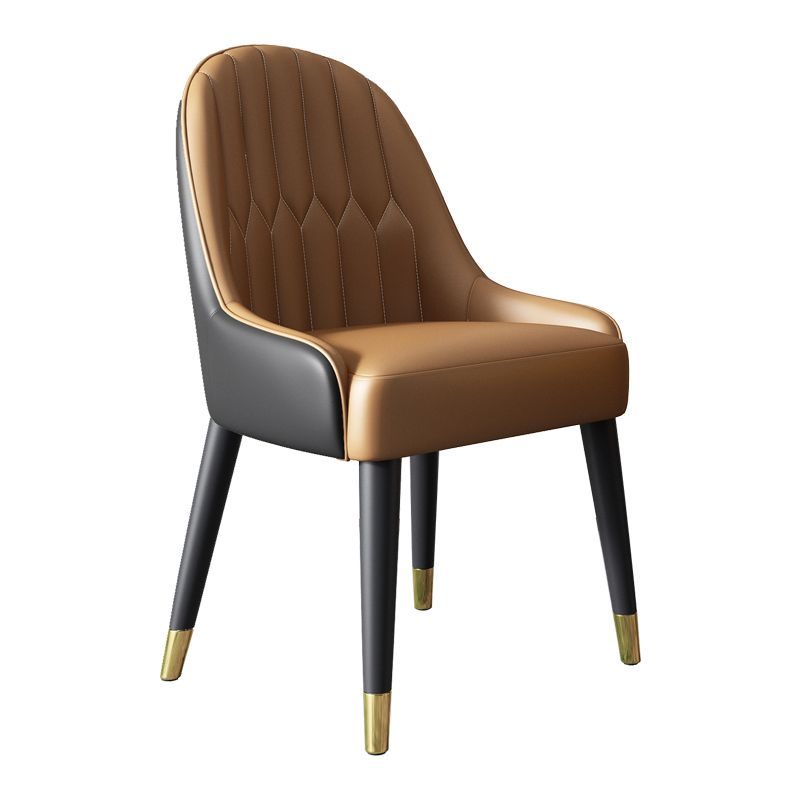Silla de comedor de estilo nórdico, silla Parsons con brazo de metal para cocina