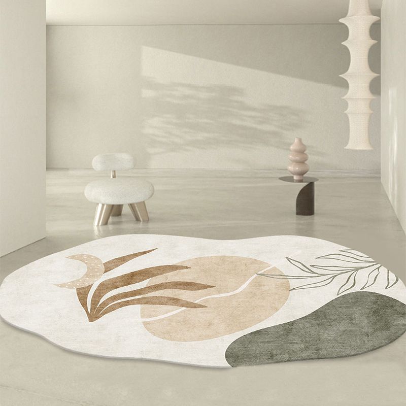 Beige Modern Carpet Polyester Color Lump Area Carpet Washable Carpet for Home Decor