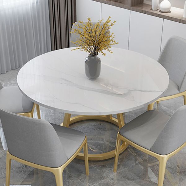 Tavolo da pranzo rotondo contemporaneo bianco sinterizzato in pietra tavolo da pranzo con base di piedistallo