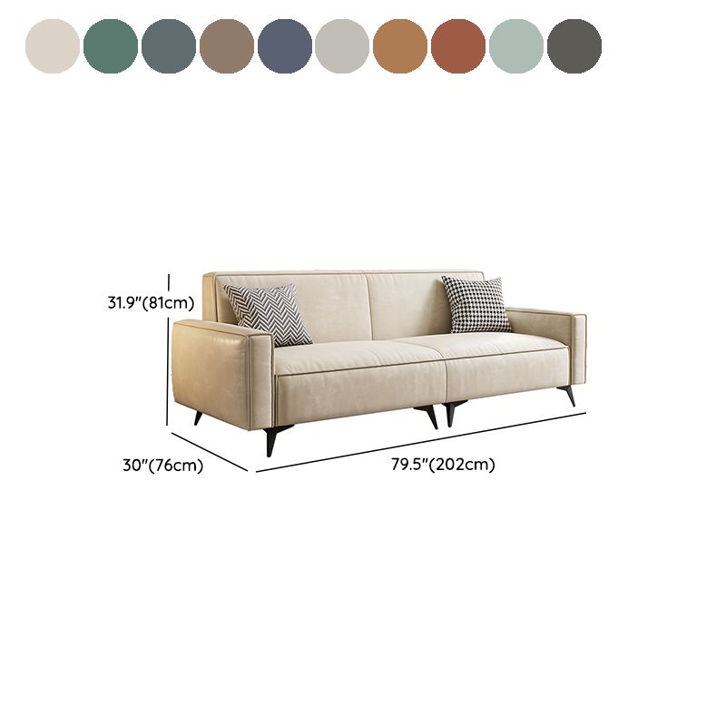 Contemporary Style 29.52" Wide Solid Color Sofa Square Arm Sofa