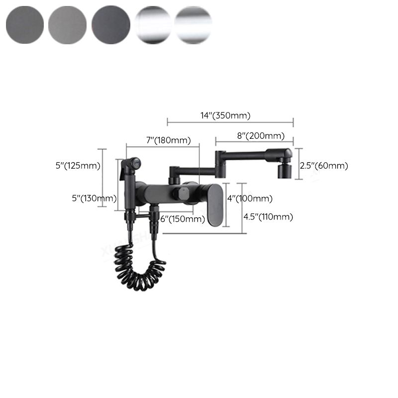 Modern Kitchen Faucet Lever Handle Wall Mounted Sprayer High Arc Faucet