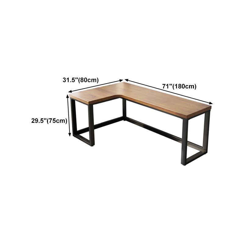 Solid Wood L-Shape Office Desk Industrial Fixed Writing Table