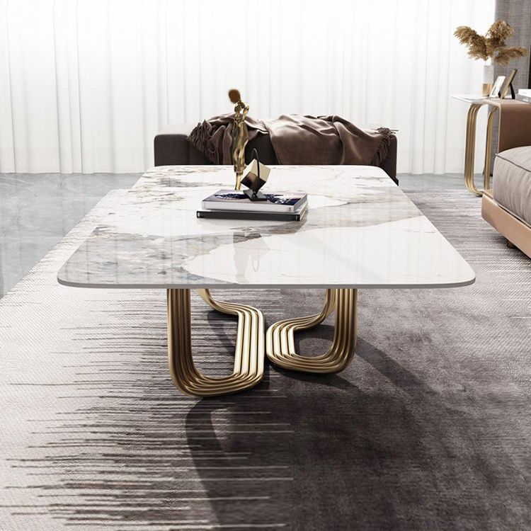 Glam Abstract Coffee Table Slate Rectangular Coffee Table for Home