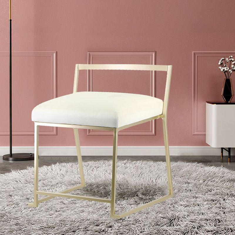 Glam Metal Dining Room Chair Armless Velvet Dining Side Chair for Restaurant Use