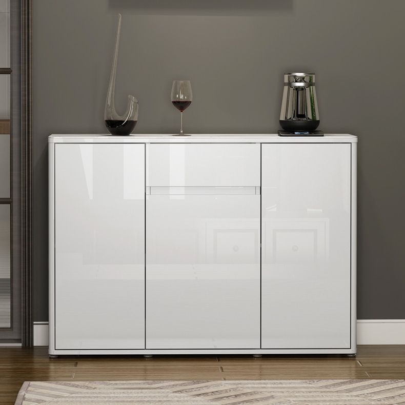 White Buffet Sideboard Stone and Engineered Wood Sideboard Table
