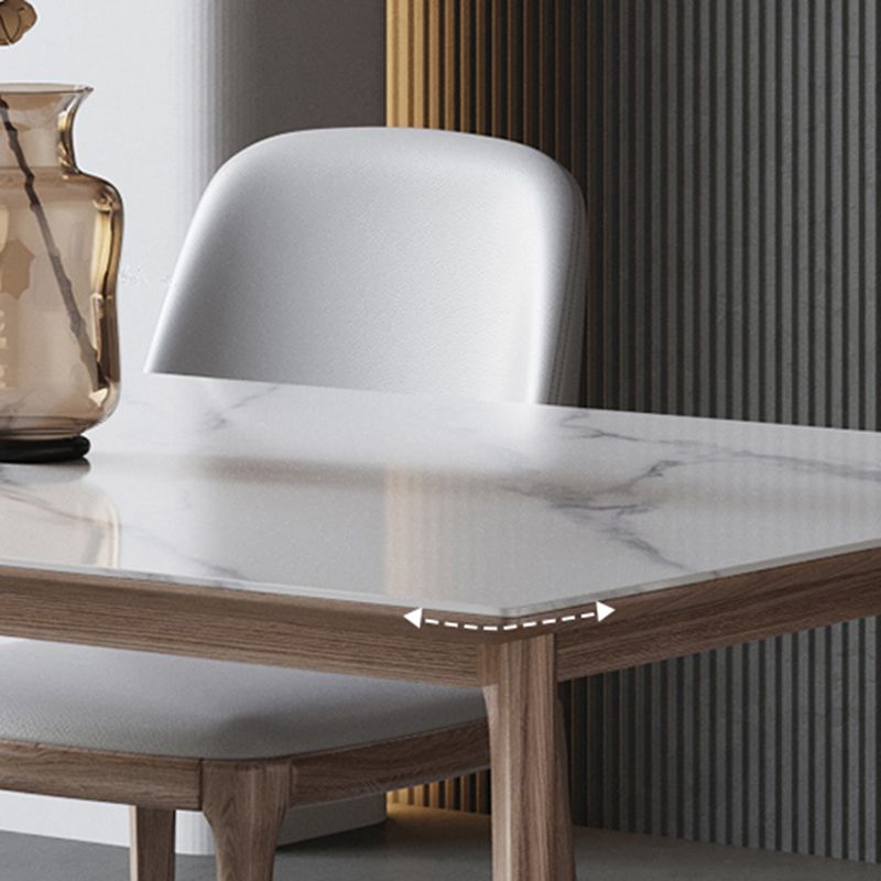 Medieval Modern Sintered Stone Table for Restaurant Rectangle Table with 4 Wood Legs