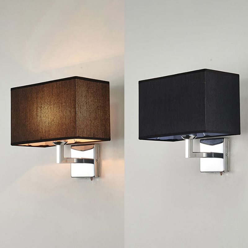 10.6 "H lampada a parete esterna al braccio a fissaggio singolo con tonalità in tessuto rettangolare