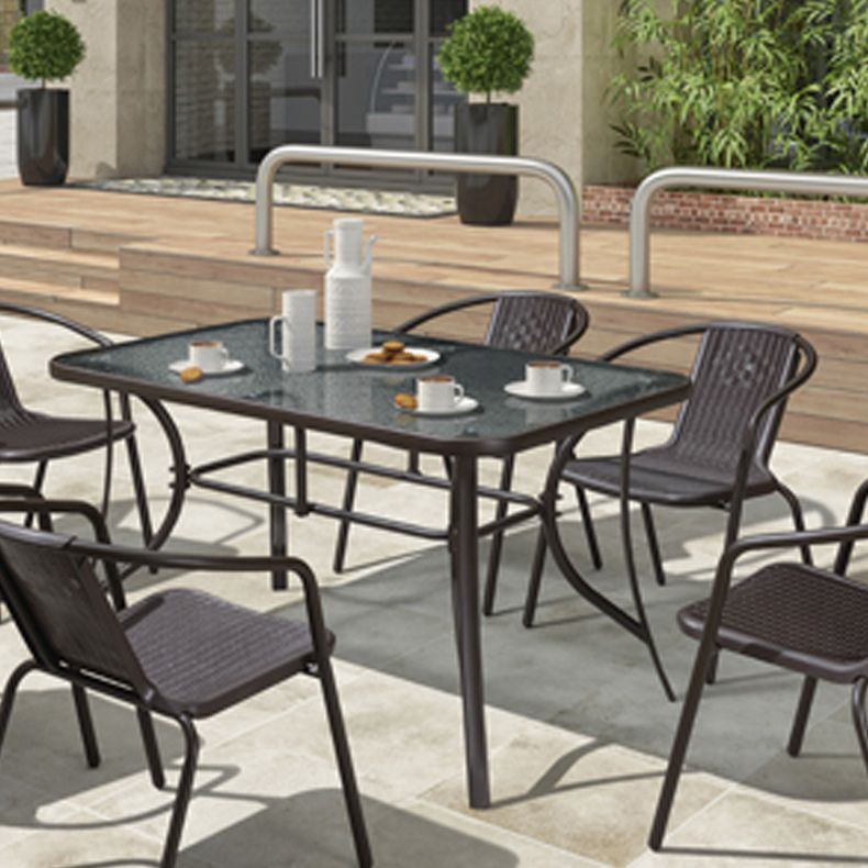 Industrial Bistro Table Water Resistant Glass/Plastic Top Table