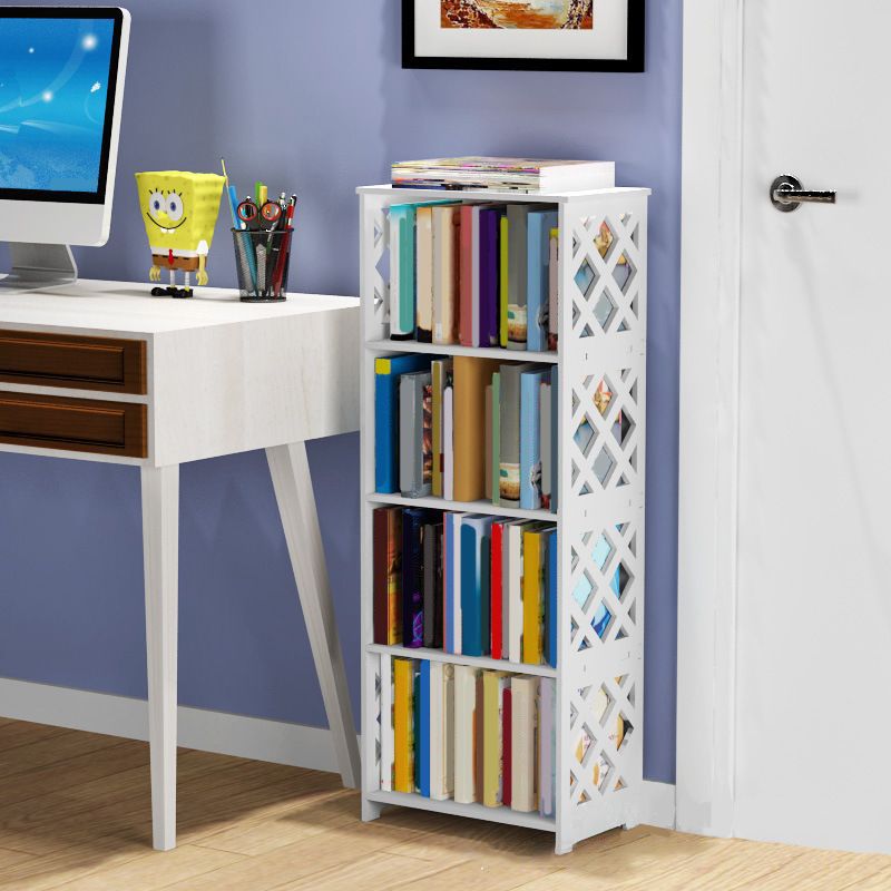 Standard Contemporary Shelf Bookcase Plastic White Closed Back Bookcase