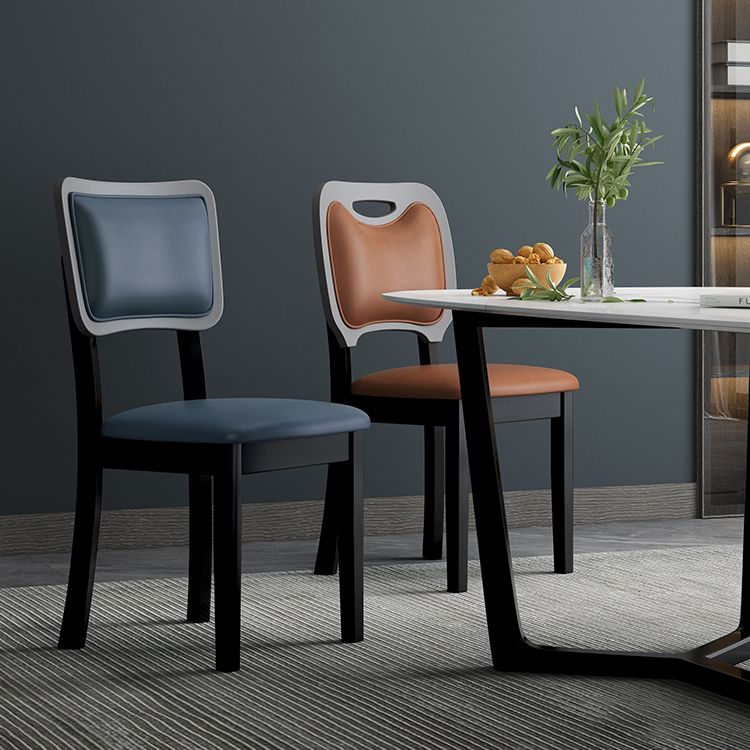 Scandinavian Home Side Chair Open Back Wood Upholstered Dining Room Chair (Set of 2)