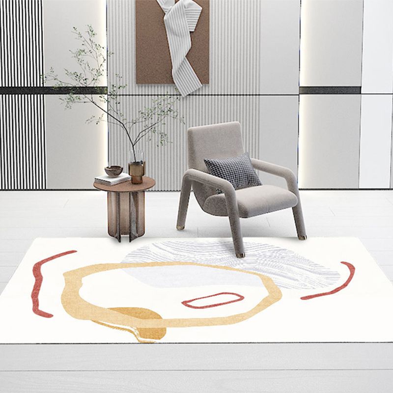 Beige Modern Rug Polyester Striped Rug Washable Indoor Rug for Drawing Room