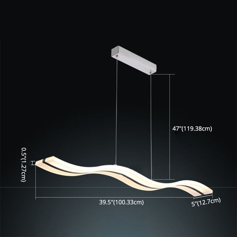 Modern Minimalist LED Island Pendant Lighting White Long Acrylic Island Ceiling Light for Living Room