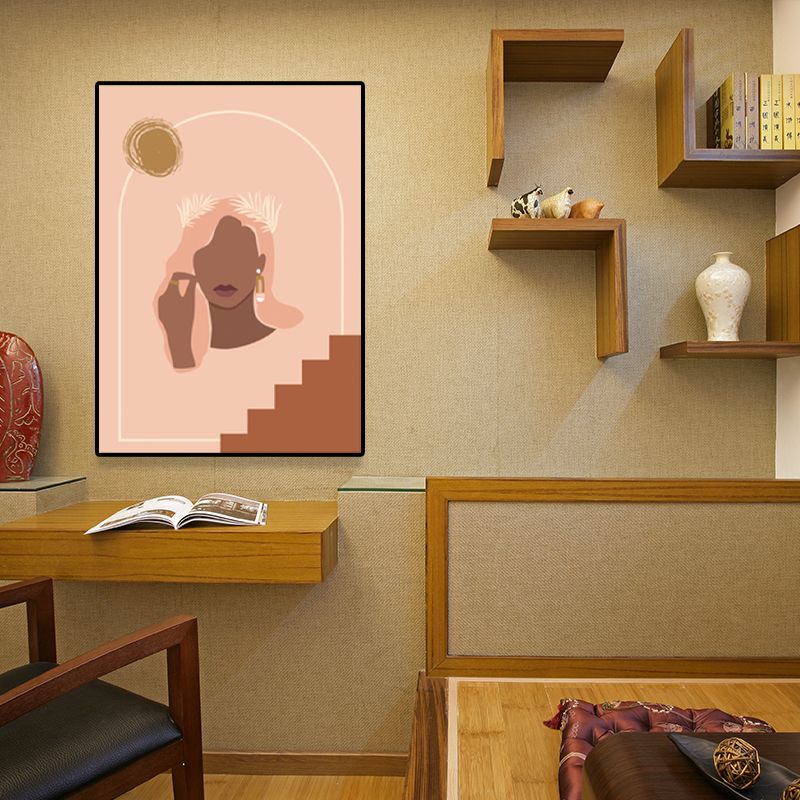 Fashion Woman Wall Art Decor Nordic Textured Painting for Living Room, Multiple Sizes Available