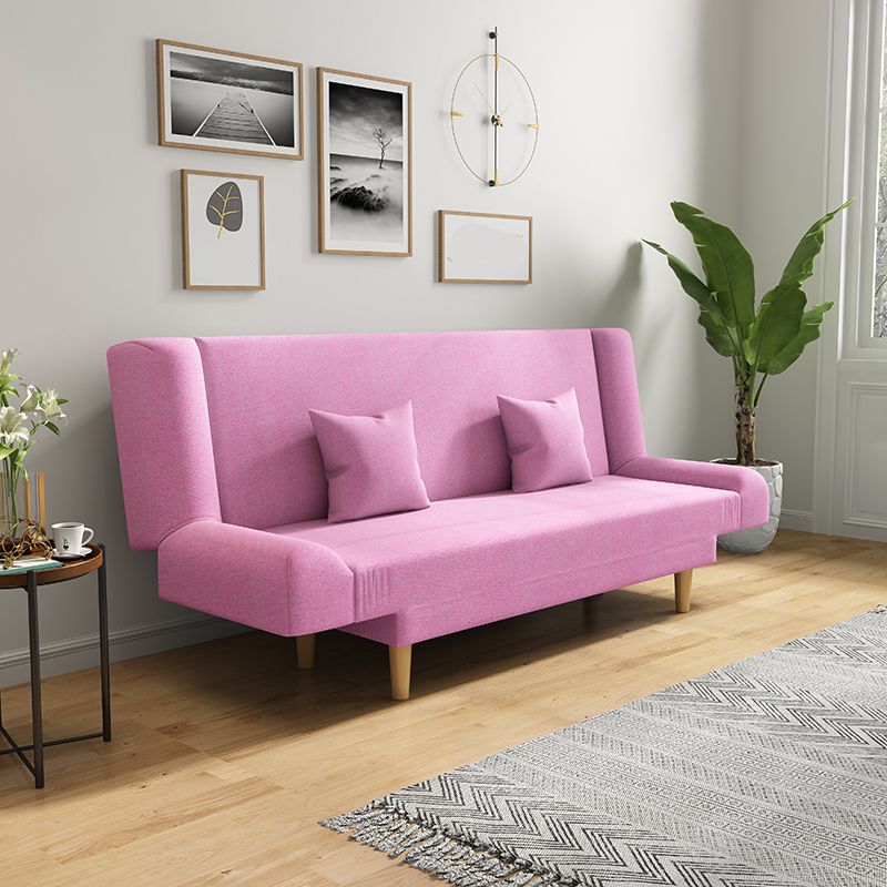 75"Modern Linen Recessed Arm Foldable Convertible Sleeper Sofa