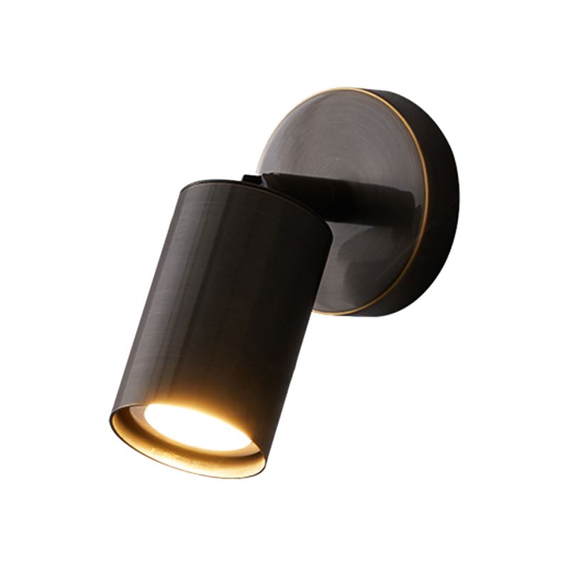 Cylinder Wall Sconce Solid Brass Wall Lighting Fixture in Black Finish