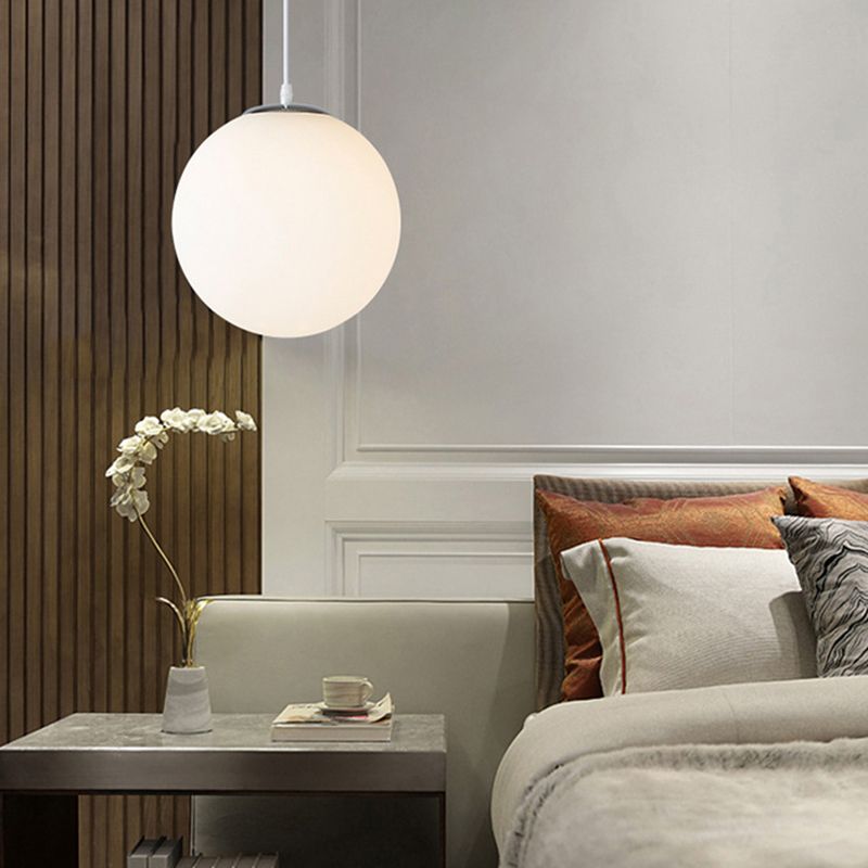 1 Light Ball Hanging Ceiling Light Modern Style Glass Hanging Lamp Kit