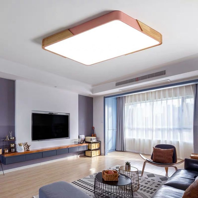 Geometry Shape Ceiling Lamp Modern Macaroon Iron 1 Light Flush Mount for Bedroom