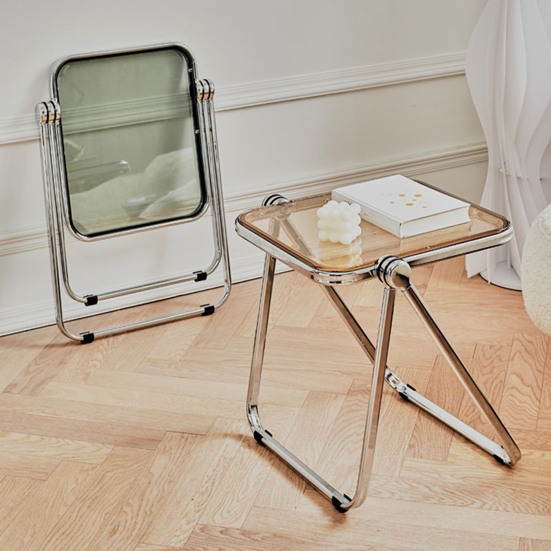 Contemporary Metal X-base End Slide Table Rectangular Side Table