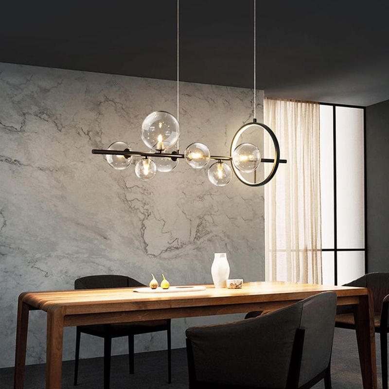 Luce a soffitto dell'isola in stile Nordico Clear Clear Spherical Island lampadario con tonalità di vetro