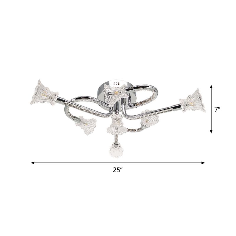 Roestvrijstalen LED bloemen semi-spoelige eigentijds gesneden kristallen plafond gemonteerd armatuur in warm/wit licht