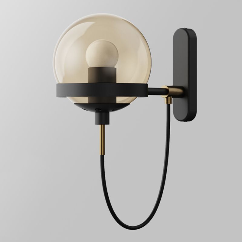 1 Light Ball Wall Mounted Light Fixture Industrial Style Glass Wall Lighting Ideas Lights