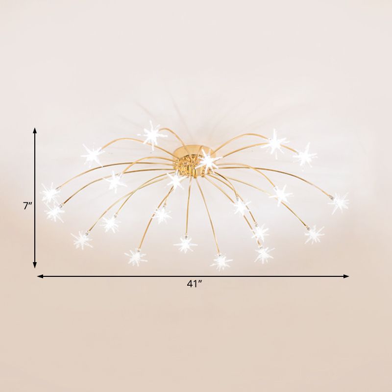 Lámpara de techo semi empotrada LED cromada/dorada contemporánea de montaje semiempotrado de metal en forma de fuegos artificiales 12/15/21 luces