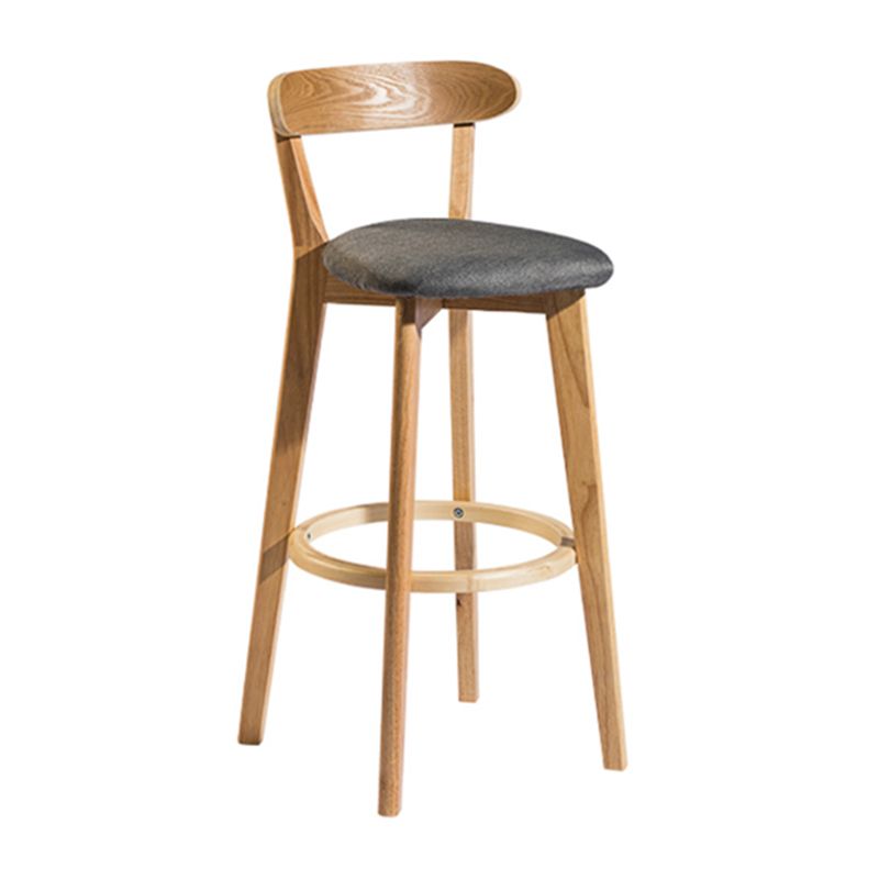 Contemporary Low Back Rubberwood Stool Matte Finish Upholstered Bar Stools