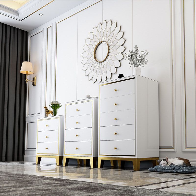 Bedroom Glam Wooden Storage Chest Vertical Chest with Drawers