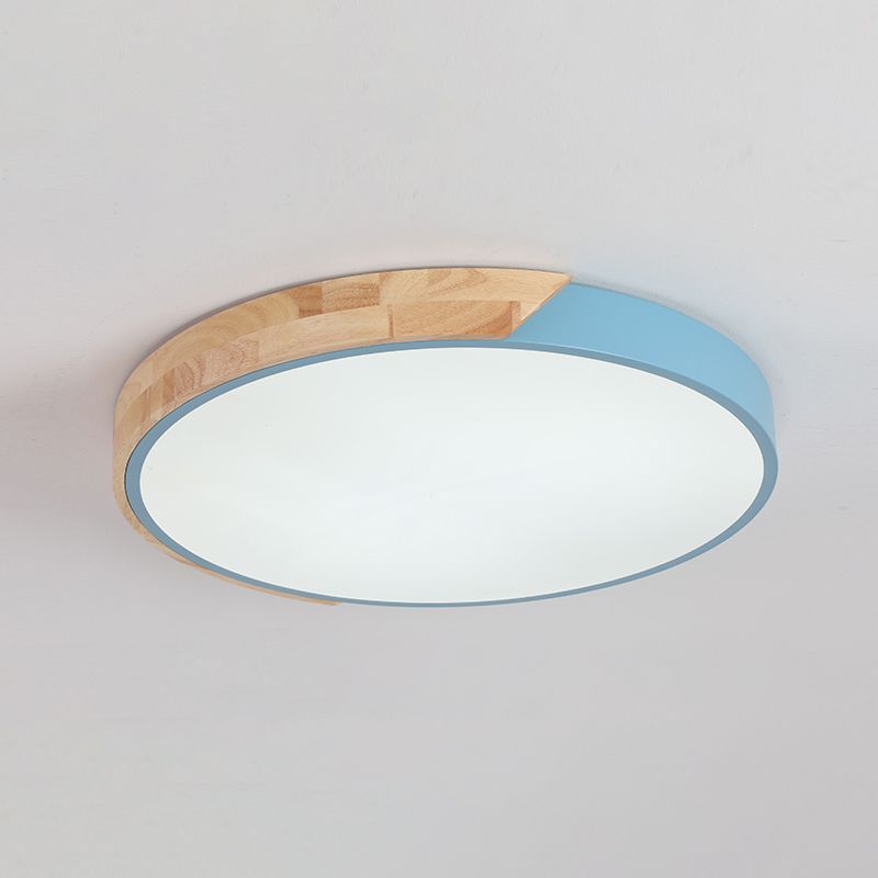 Plafonnier LED de forme ronde macaron fer moderne 1 lumière encastré pour salon