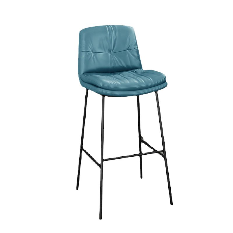 Contemporary Barstools Faux Leather Bar Stool with Metal Legs