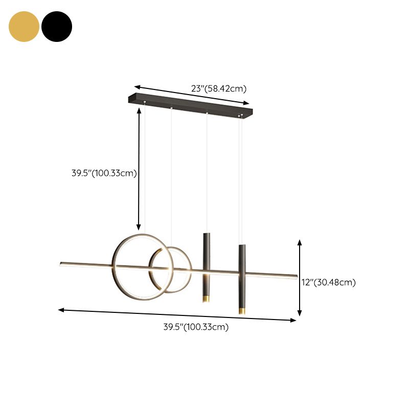 Contemporary 5-Light Golden Kitchen Island Lighting LED Ceiling Light